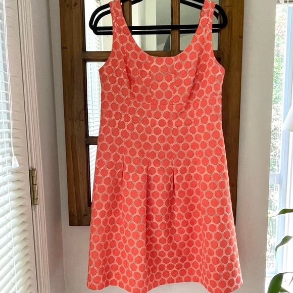 Jones New York Dresses & Skirts - Jones New York Coral/White Jacquard Fit & Flare Knee Length Summer Dress US 10